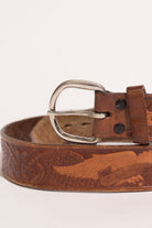 Soaring Eagles Etched Leather Belt