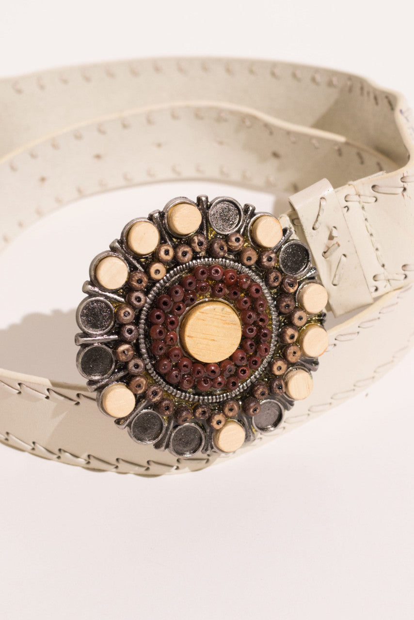 New Age White Leather Belt