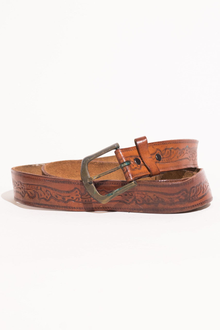 Vintage Worn Brown Leather Belt