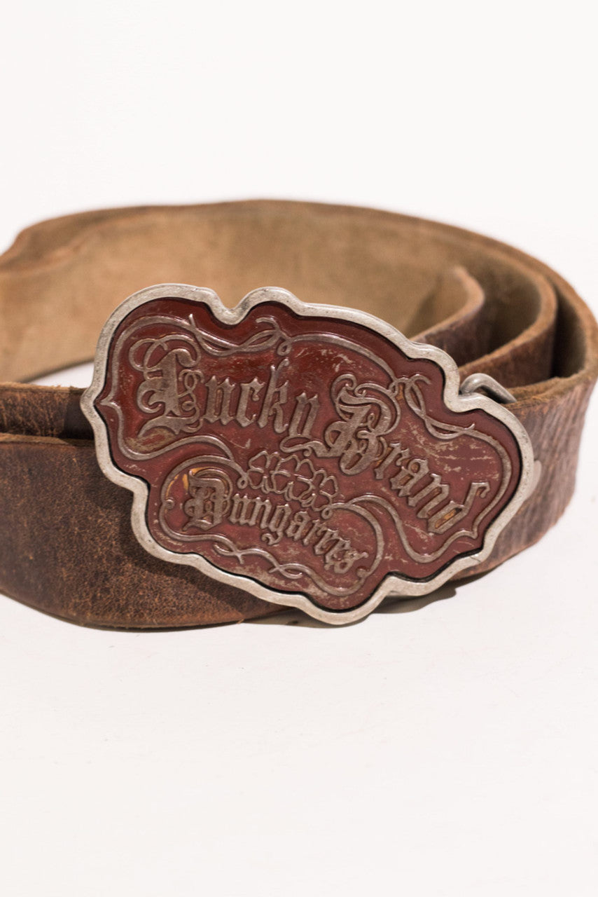 Lucky Brand Leather Belt w/ Oversize Buckle