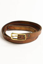 Thin Etched Birds Leather Belt