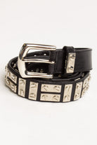 Black Screw Studded Leather Belt
