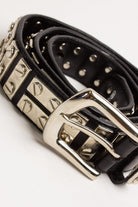Black Screw Studded Leather Belt