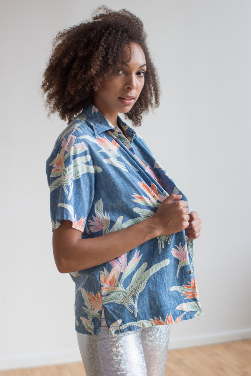 Blue Birds of Paradise Vintage Hawaiian