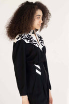 Vintage Black & White Swirl Detail Jumpsuit
