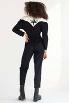 Vintage Black & White Swirl Detail Jumpsuit