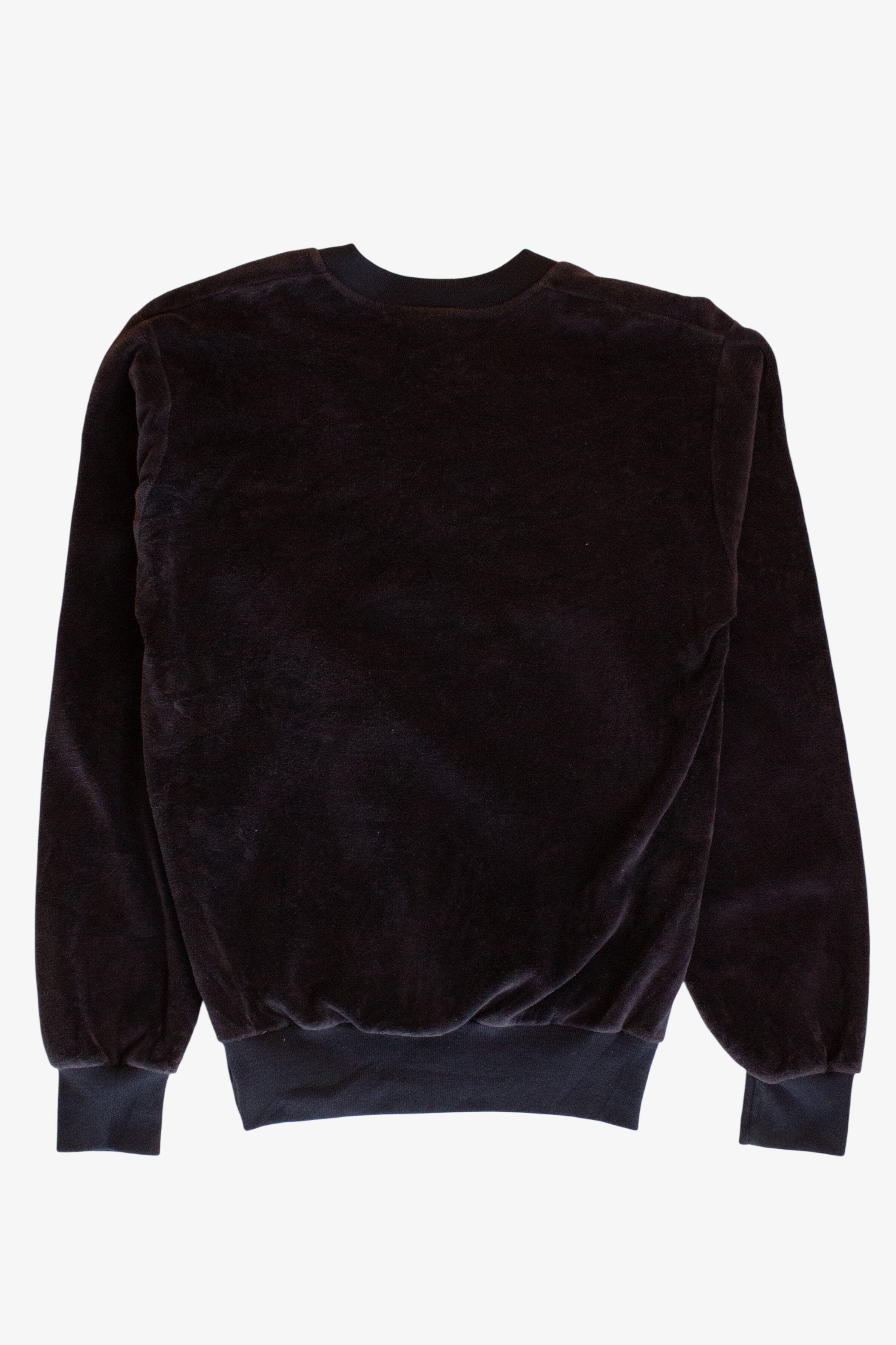 Vintage V-Neck Navy Velvet Sweatshirt (1980s)