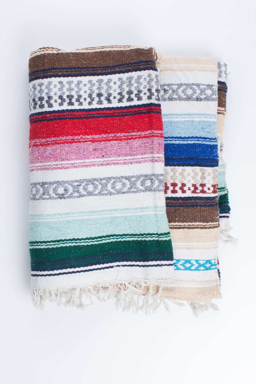 Multi Color Striped Woven Baja Blanket