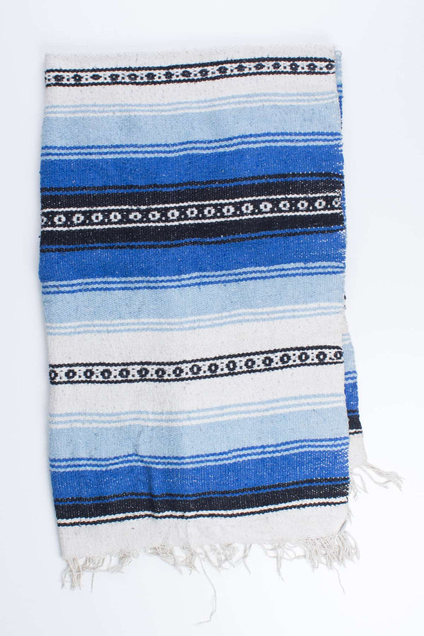 Blue Striped Baja Blanket 1