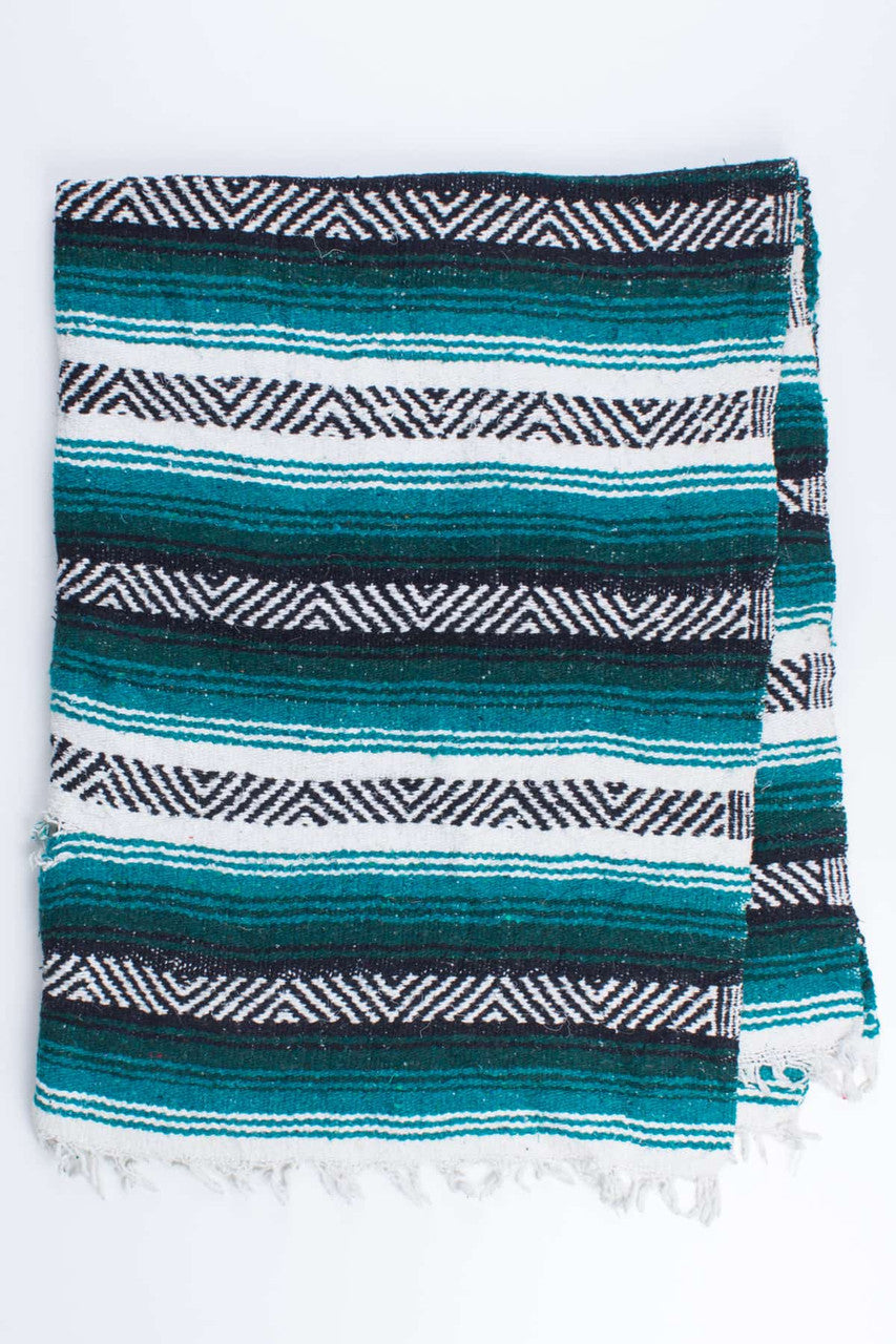 Green & Teal Woven Baja Blanket