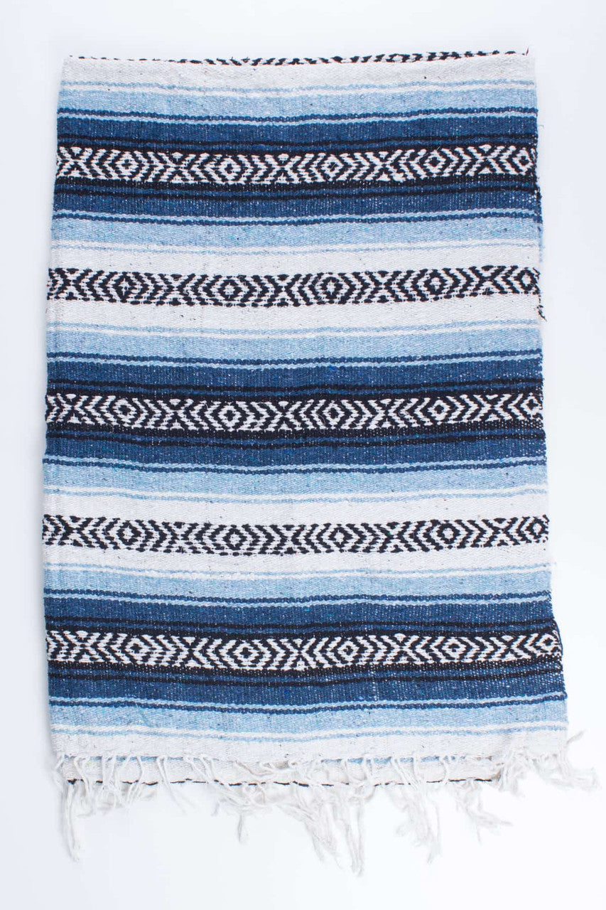Blue Striped Woven Blanket