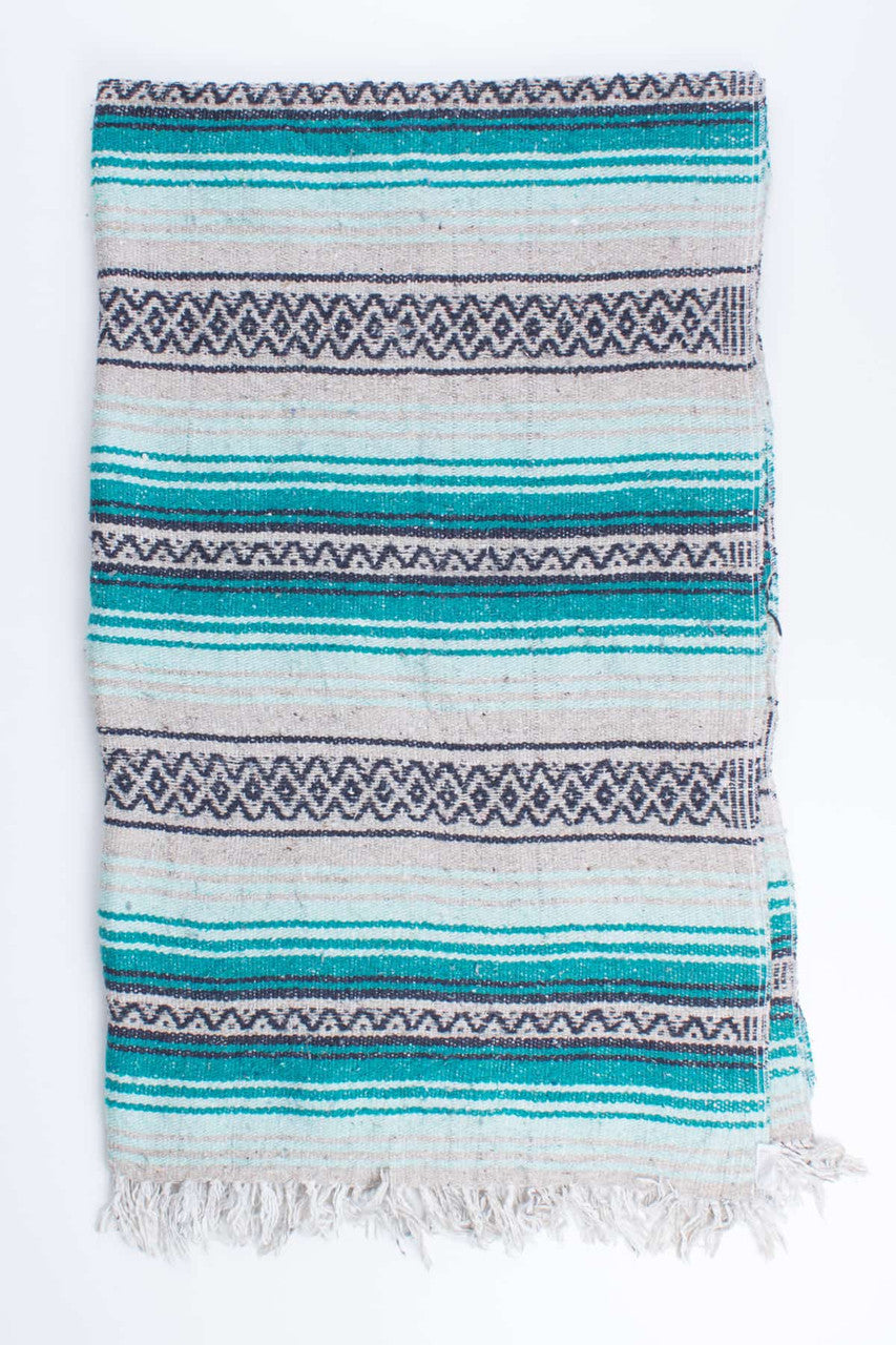 Aqua Striped Baja Blanket
