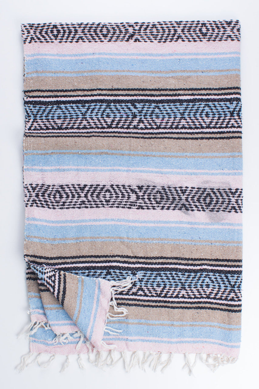 Blue & Pink Striped Baja Blanket