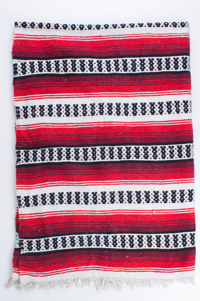 Large Red Striped Baja Blanket