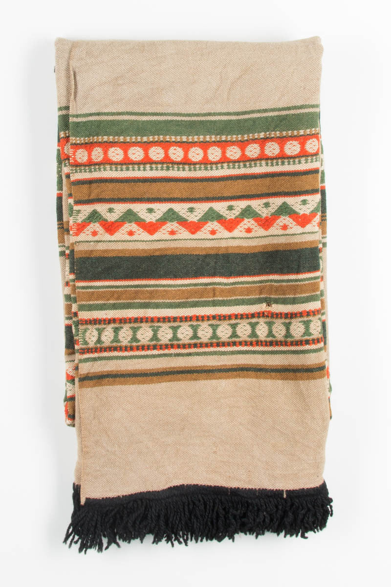 Green & Orange Stripe Vintage Blanket