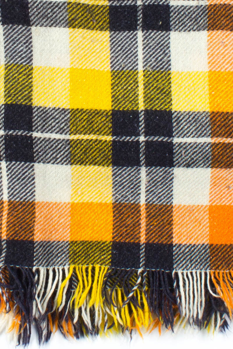 Yellow & Orange Plaid Vintage Blanket
