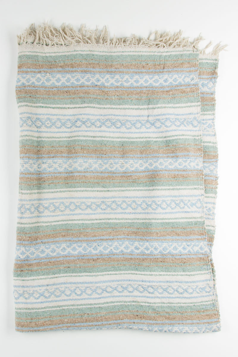 Blue and Green Striped Baja Blanket