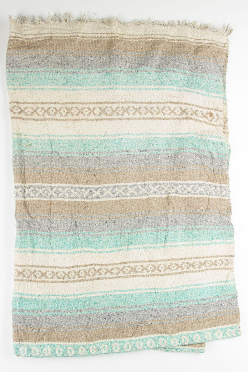 Teal & Brown Striped Baja Blanket
