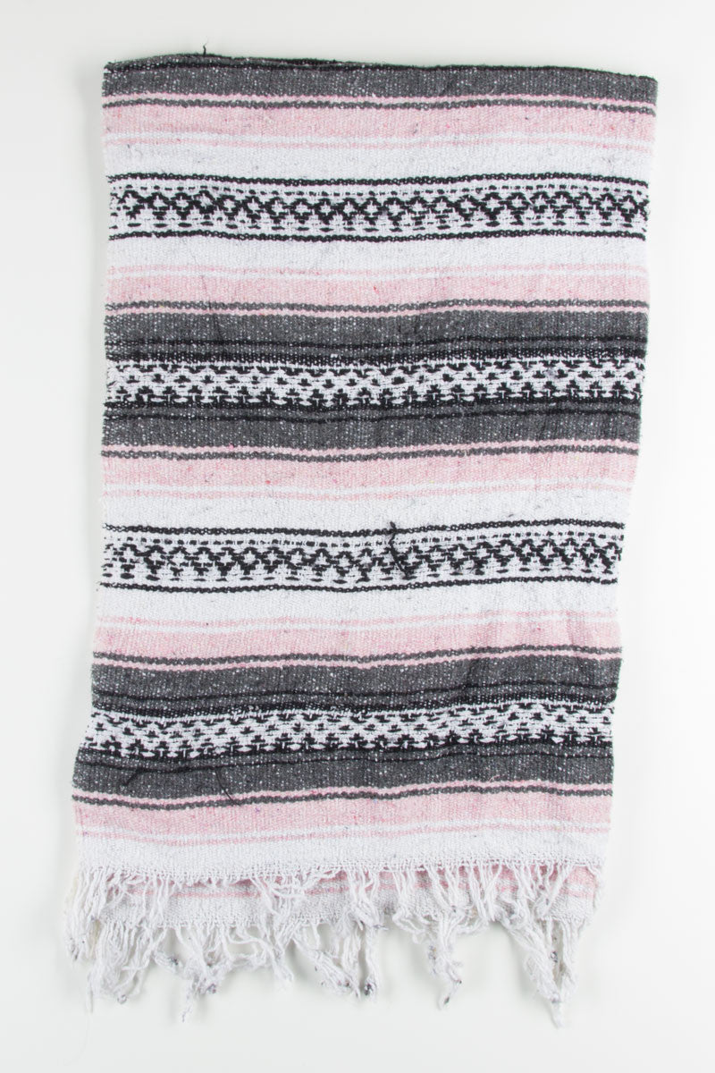 Charcoal & Pink Striped Baja Blanket