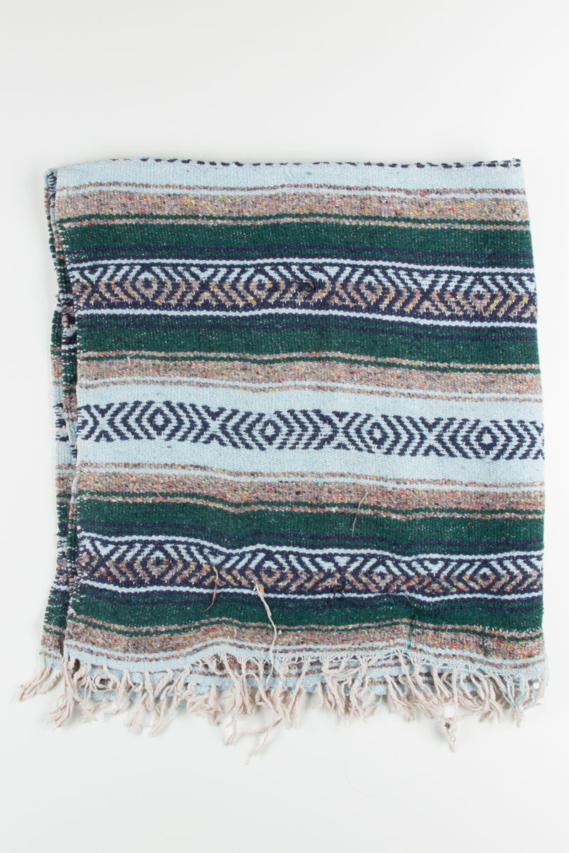 Green & Blue Striped Baja Blanket