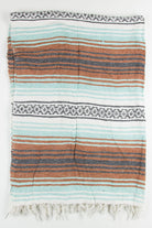 Teal & Brown Striped Baja Blanket 1