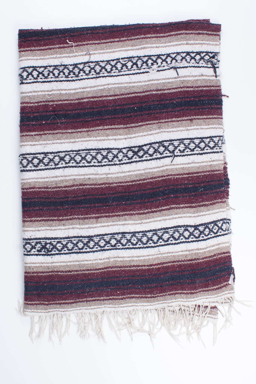 Burgundy & Tan Baja Blanket