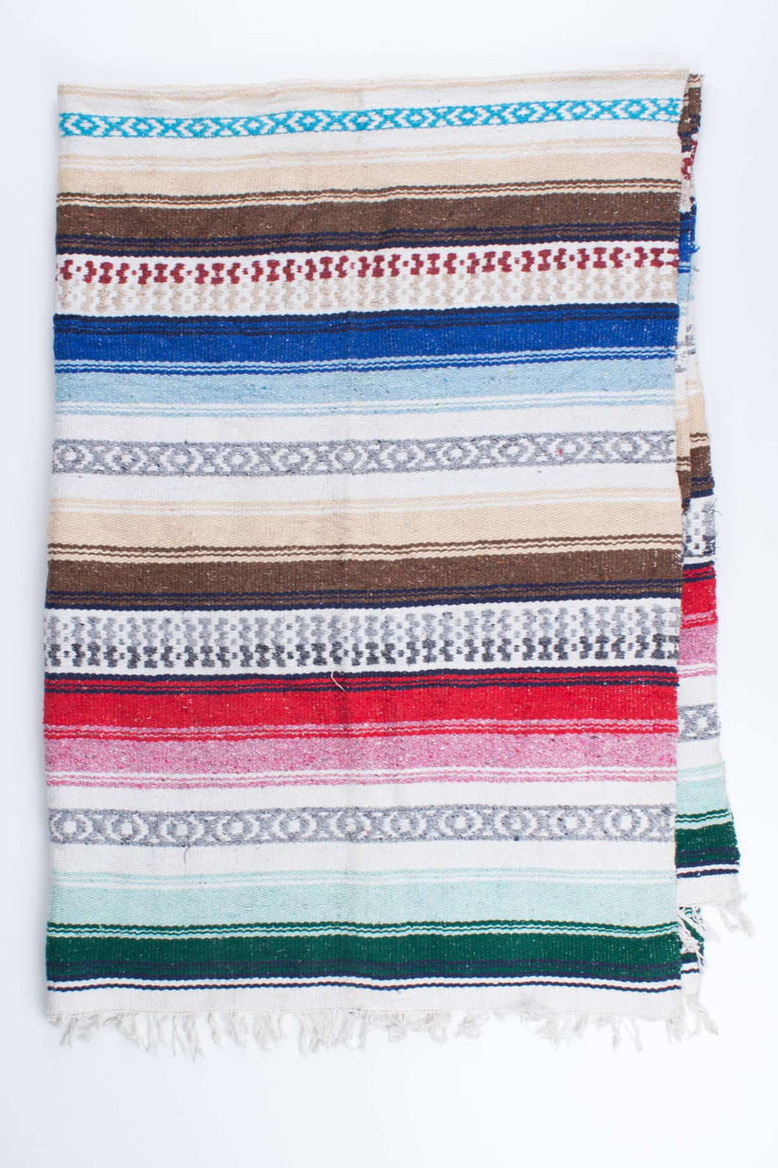 Multi Color Striped Woven Baja Blanket