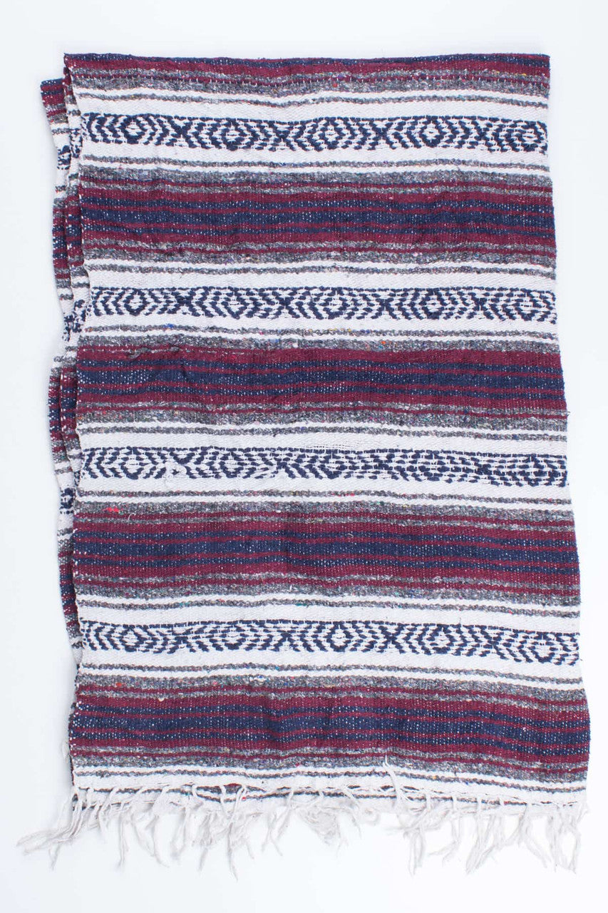 Navy and Maroon Striped Baja Blanket