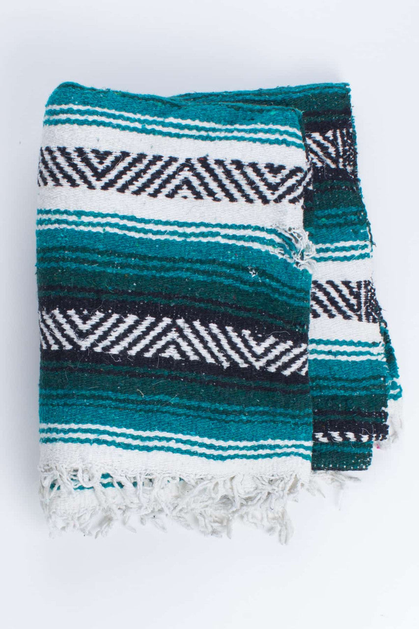 Green & Teal Woven Baja Blanket