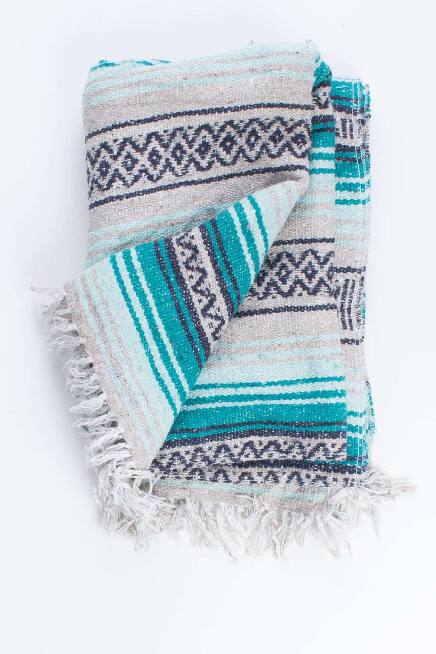 Aqua Striped Baja Blanket