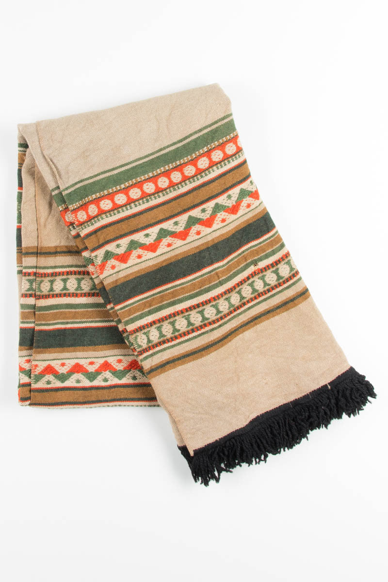 Green & Orange Stripe Vintage Blanket