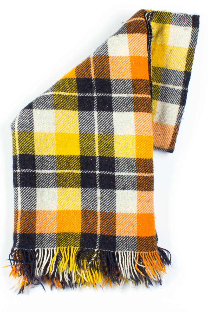 Yellow & Orange Plaid Vintage Blanket