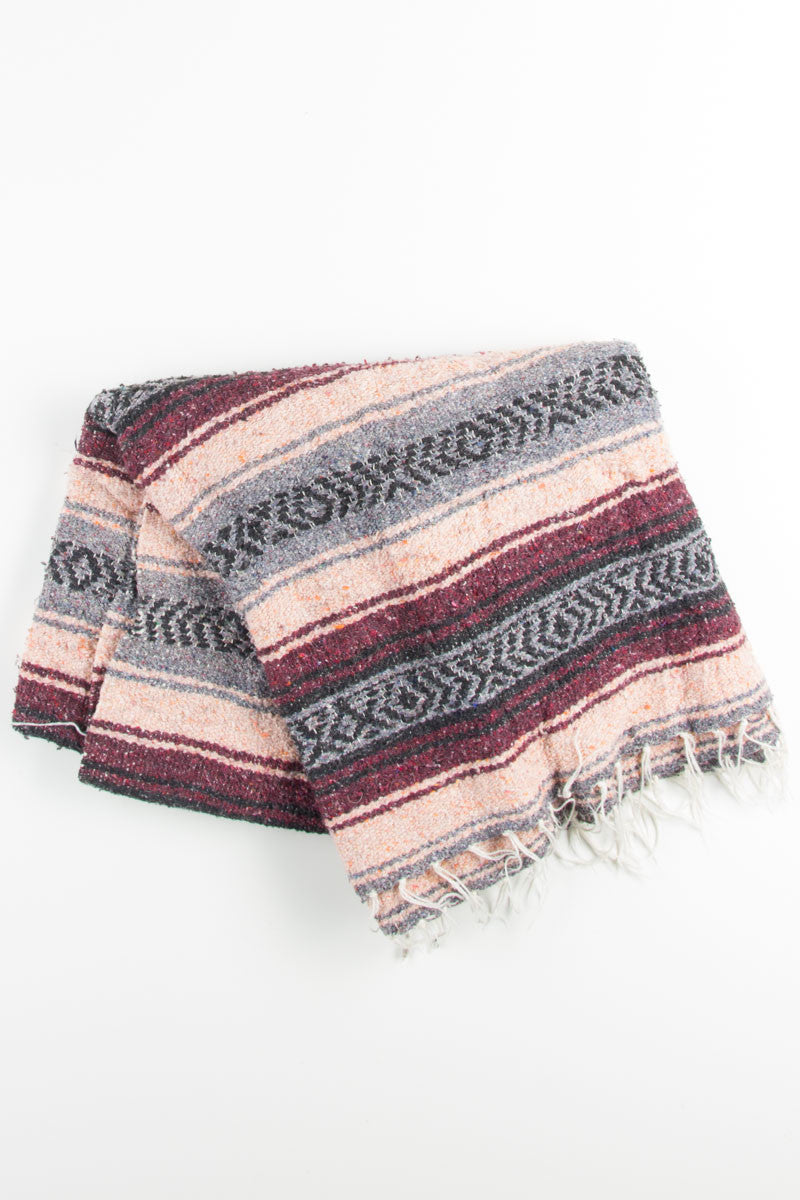 Pink & Burgundy Striped Blanket