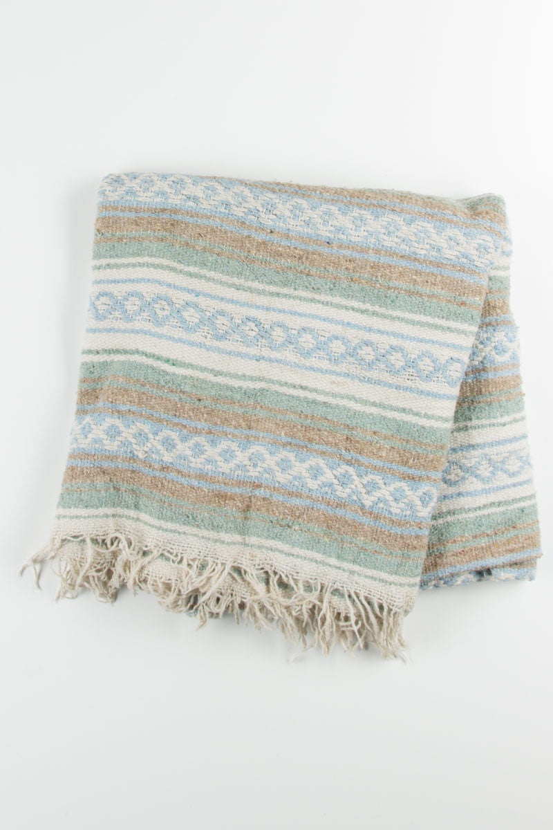 Blue and Green Striped Baja Blanket