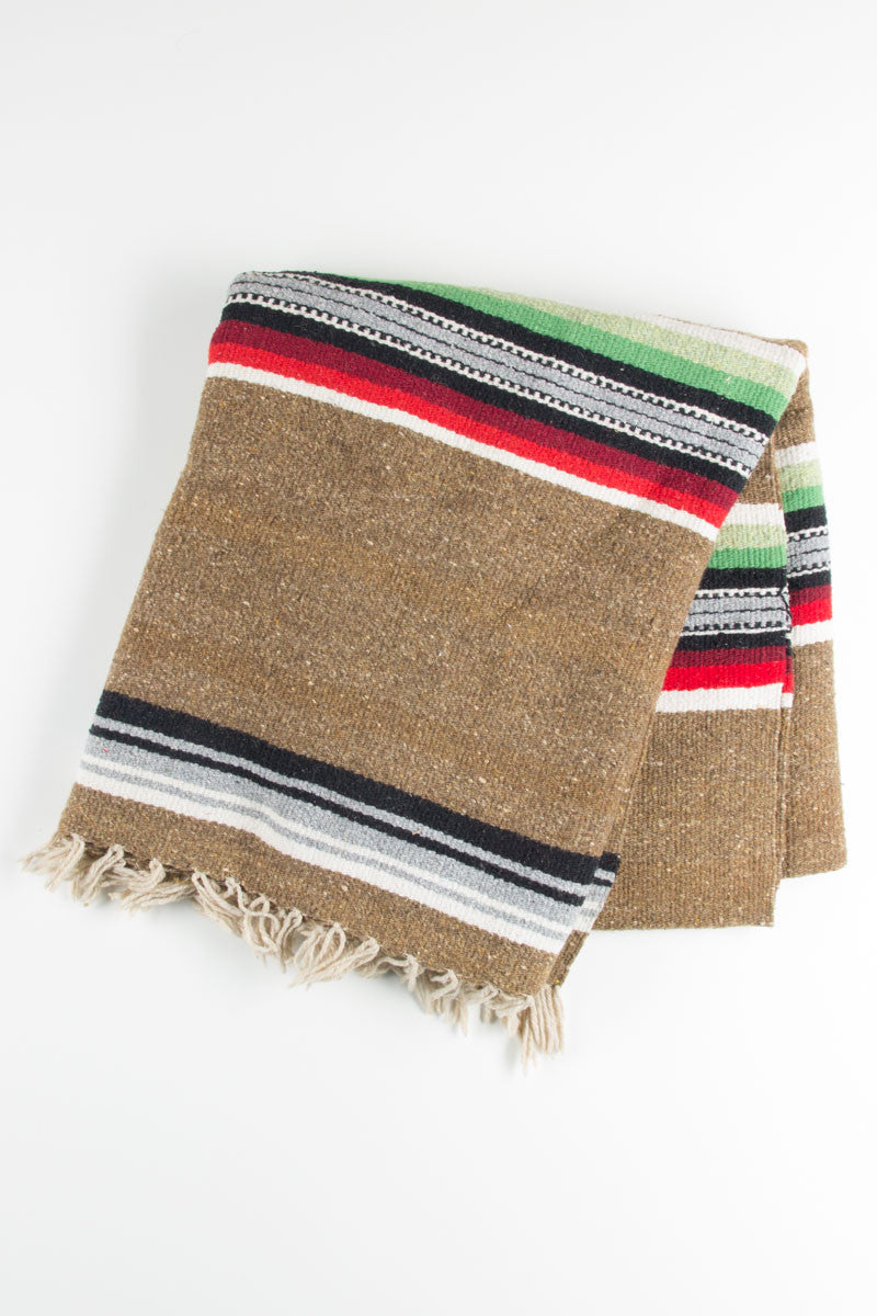 Brown Multicolored Striped Baja Blanket