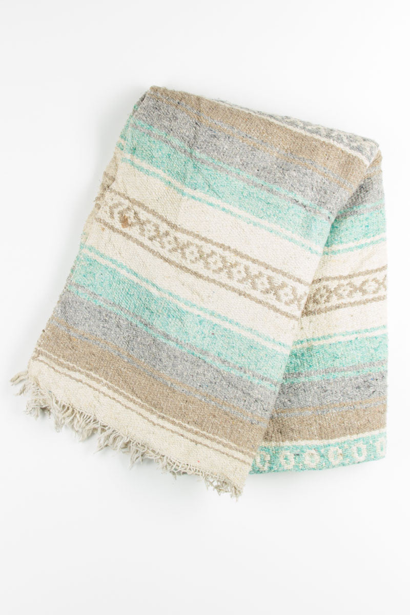 Teal & Brown Striped Baja Blanket