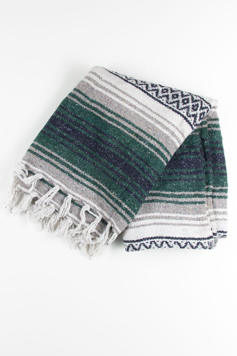 Green Striped Baja Blanket