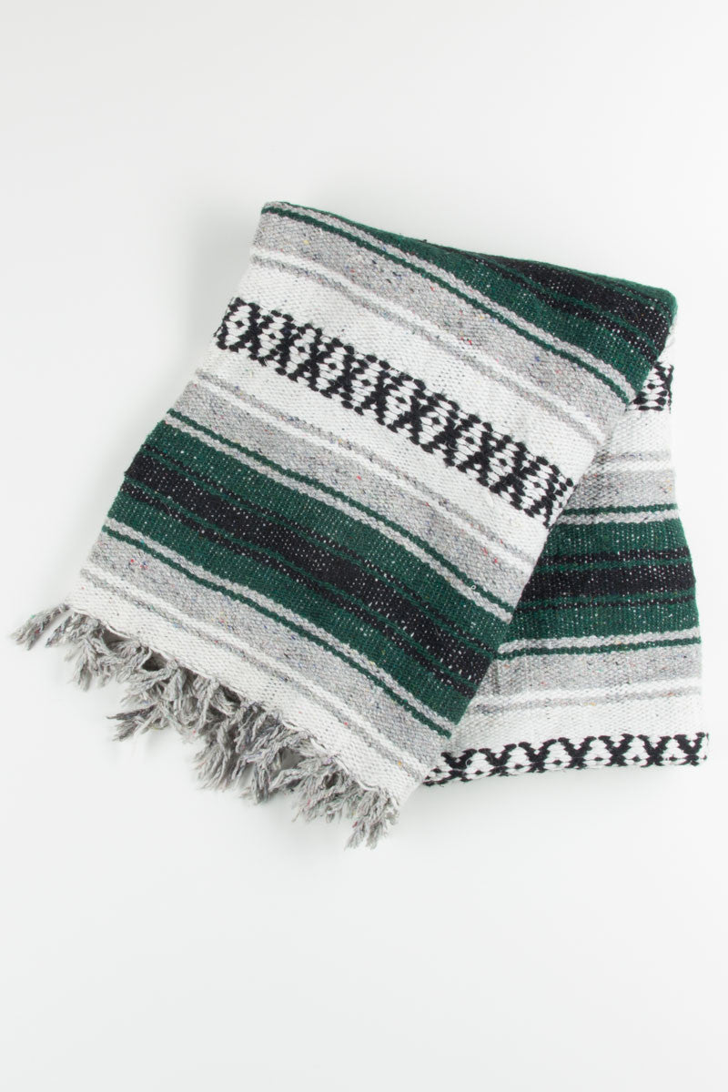 Green Striped Baja Blanket 1