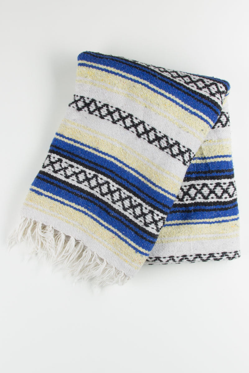Blue & Yellow Striped Baja Blanket