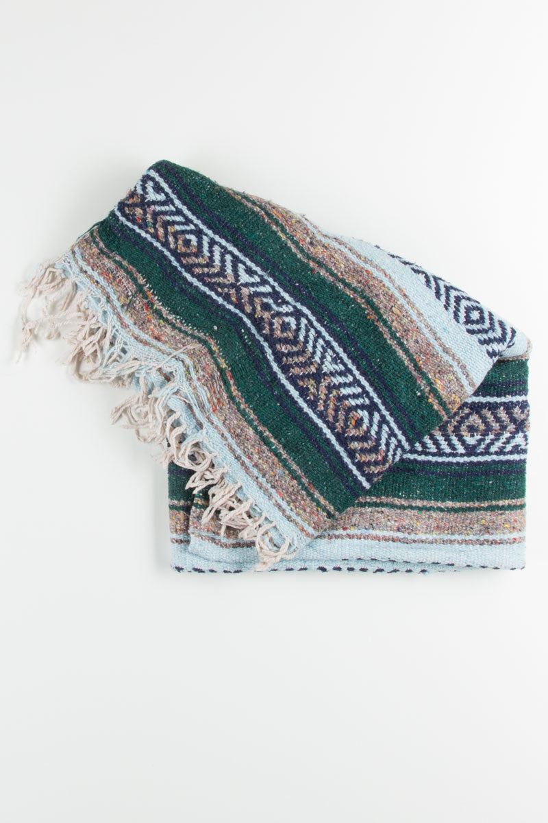 Green & Blue Striped Baja Blanket