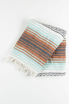 Teal & Brown Striped Baja Blanket 1