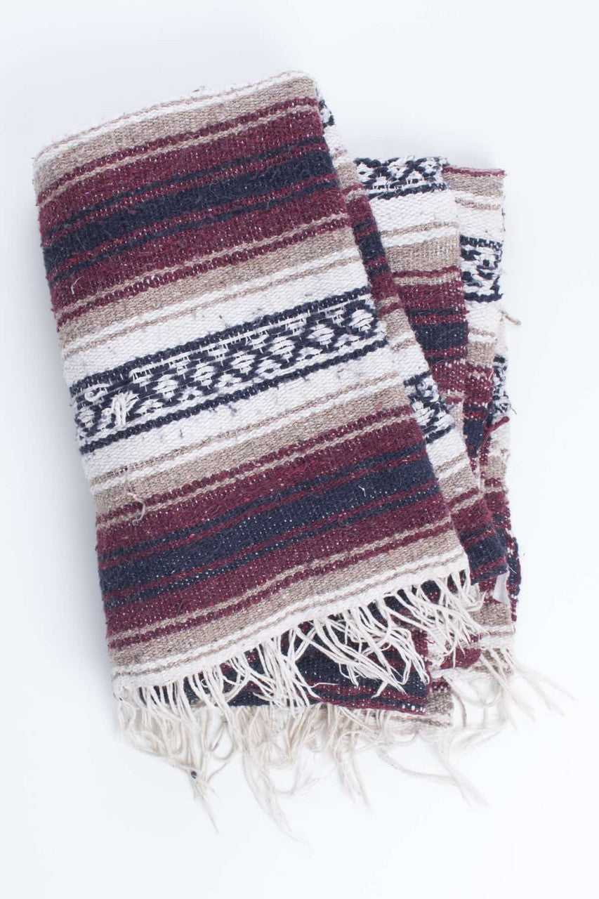 Burgundy & Tan Baja Blanket