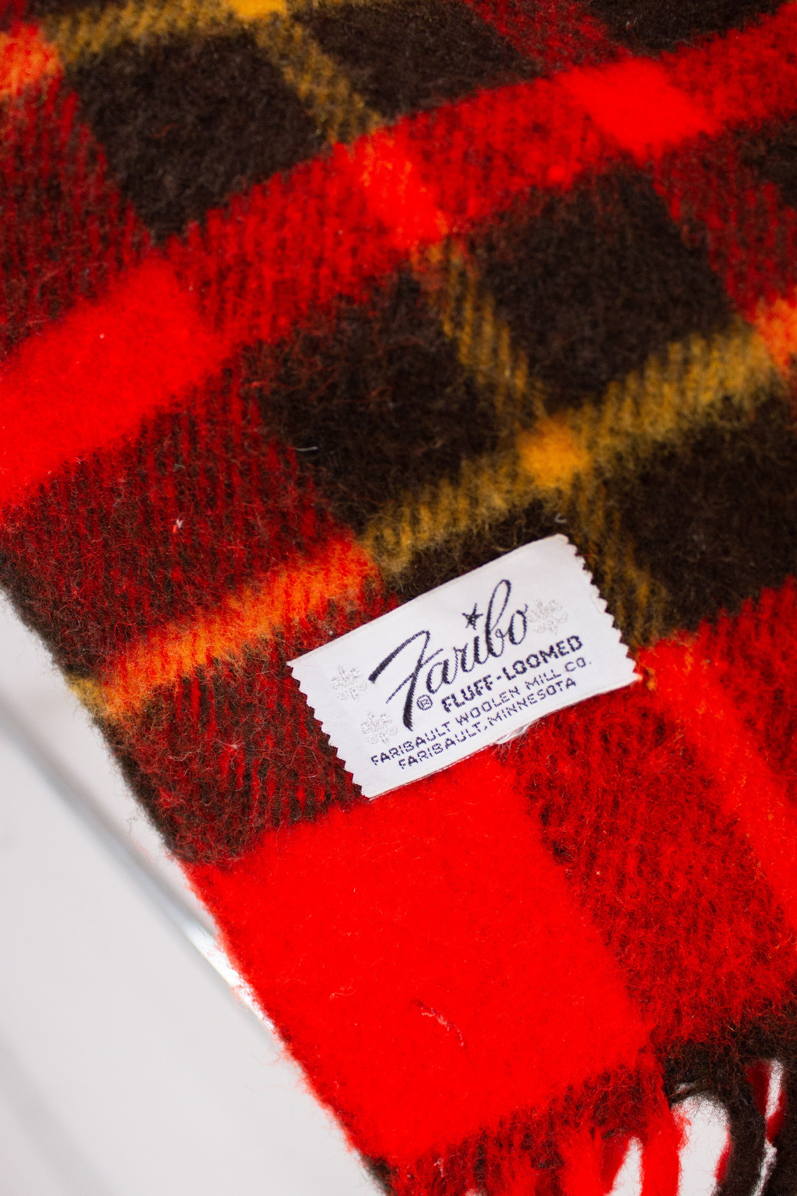 Vintage Red Tartan Faribo Blanket (1970s)