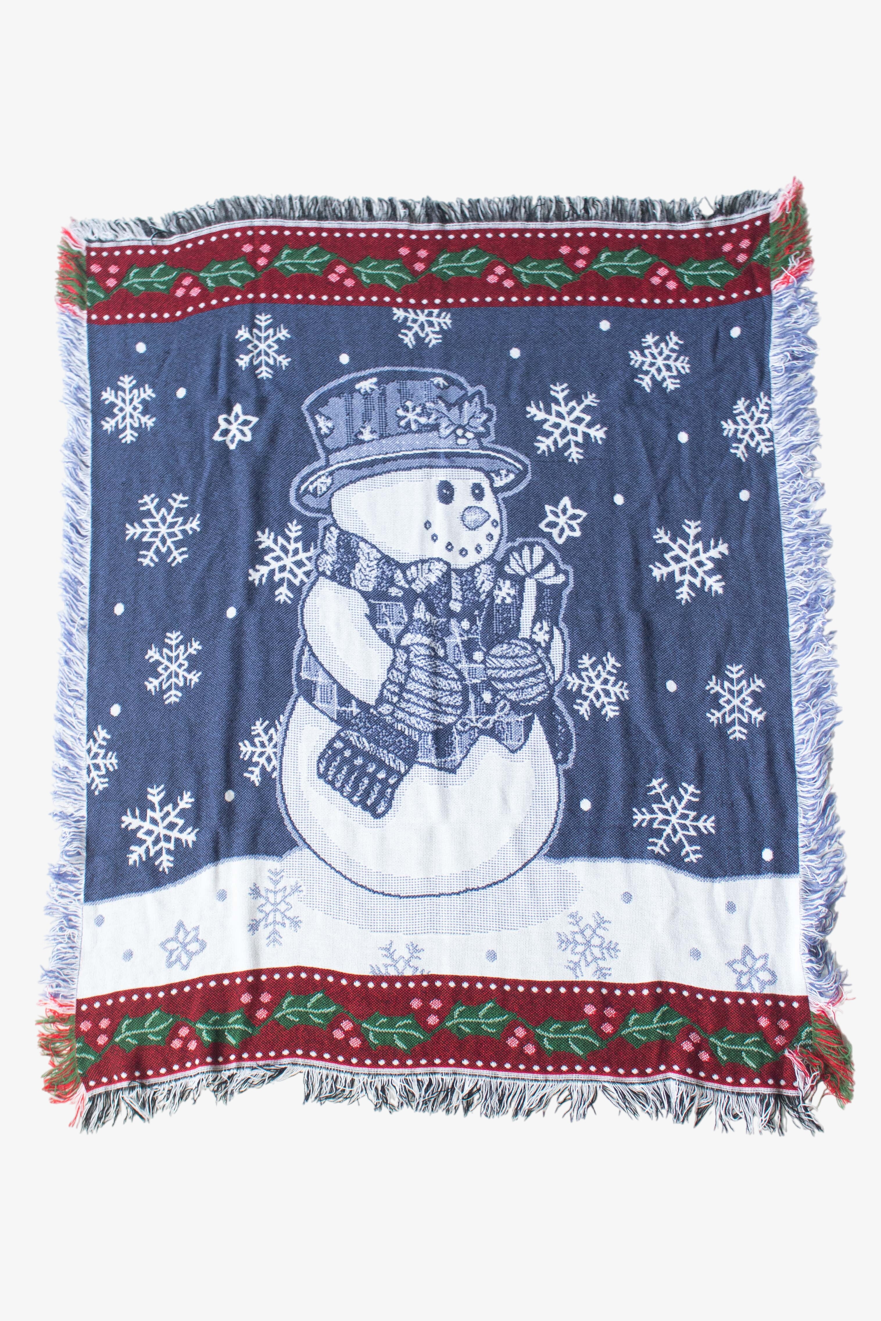 Vintage Blue Snowman Blanket (1990s)