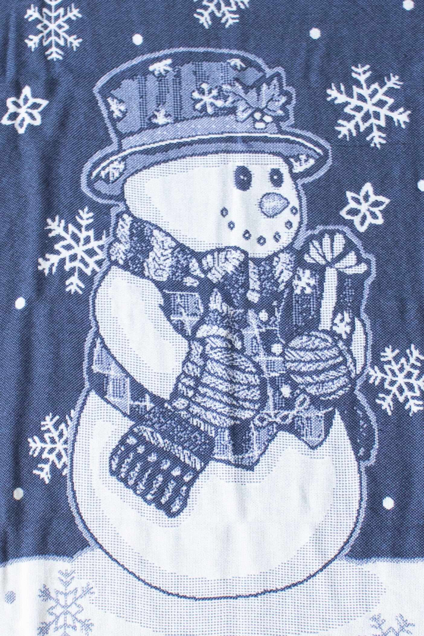 Vintage Blue Snowman Blanket (1990s)