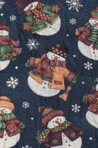 Vintage Navy Blue Snowmen Blanket (1990s)