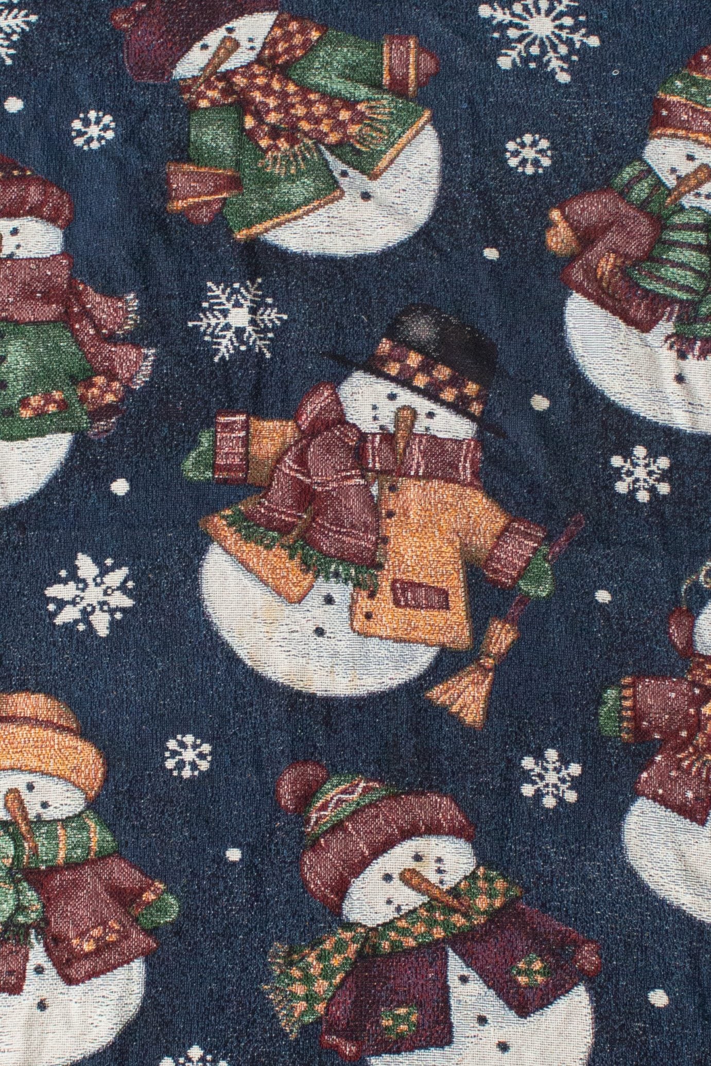 Vintage Navy Blue Snowmen Blanket (1990s)