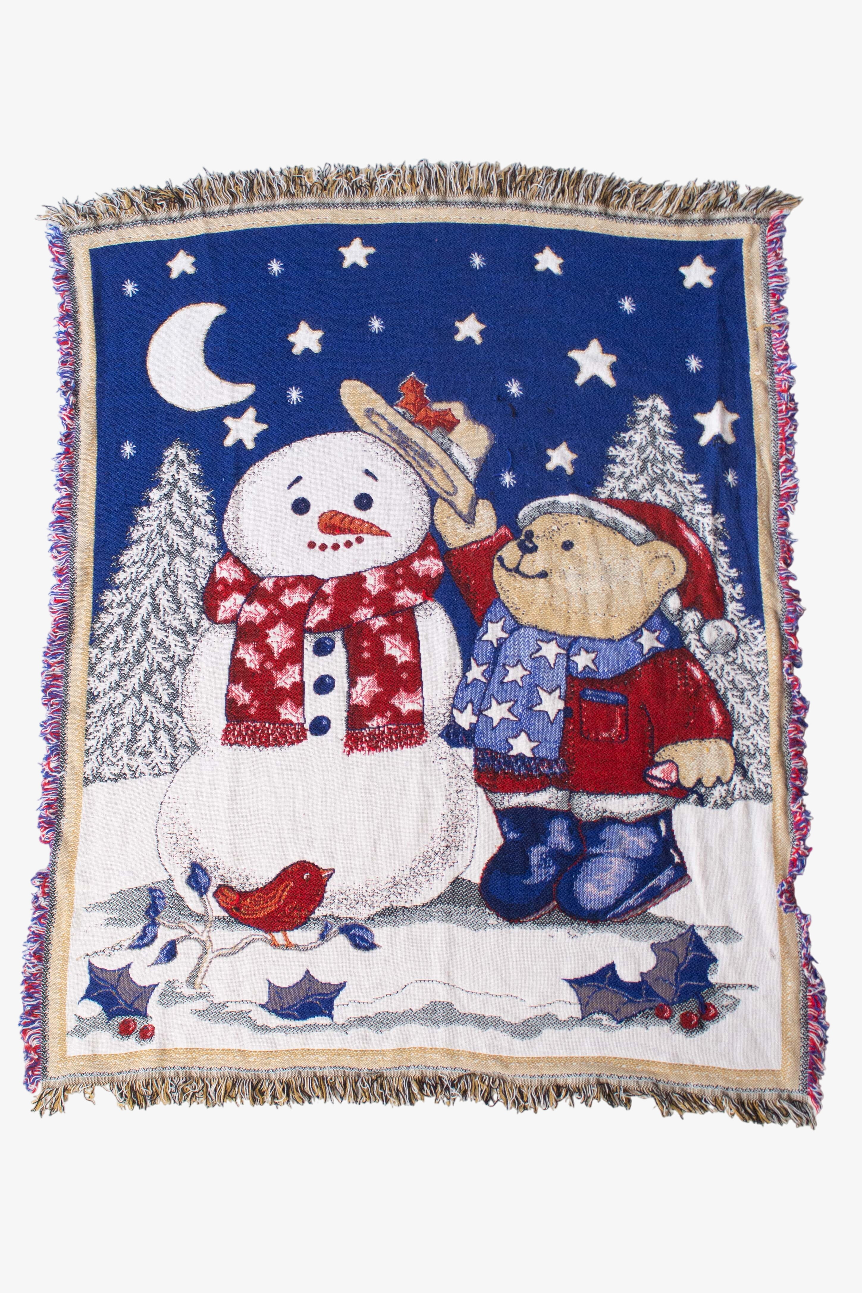 Vintage Bear & Snowman Blanket (2000s)