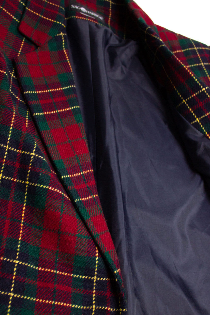 Vintage Red Plaid Single Button Blazer (1990s)