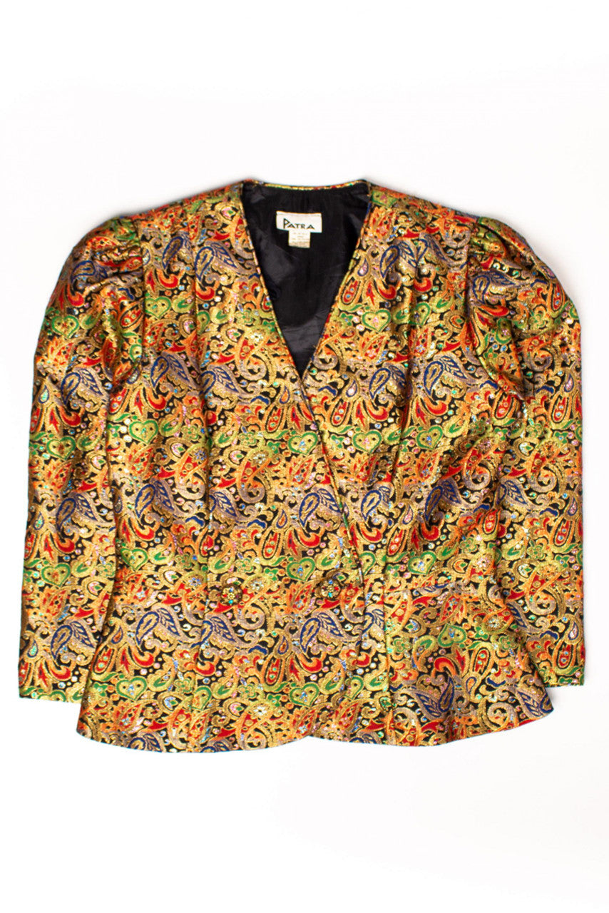 Vintage Metallic Rainbow Paisley Wrap Blazer (1980s)